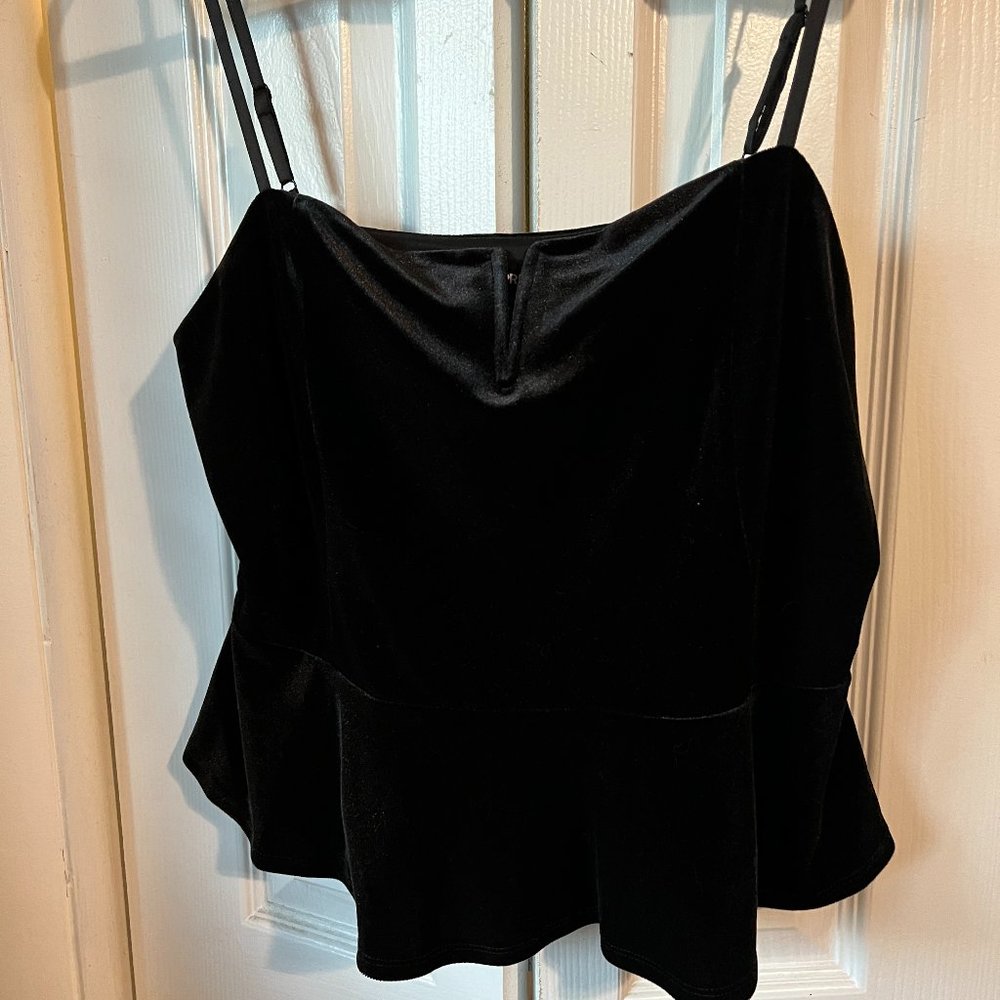 Express Black Velvet Peplum Top